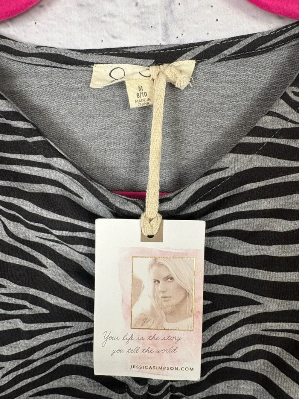NWT Jessica Simpson Girls Zebra Animal Print Cropped Ruched top size 8/10 - Picture 4 of 6